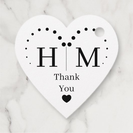 Classic Monogram Wedding Heart Border Bedankjes Labels (Achterkant)