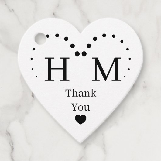Classic Monogram Wedding Heart Border Bedankjes Labels (Voorkant)