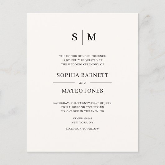 Classic Monogram White QR Code 4 Photo Wedding Flyer (Voorkant)