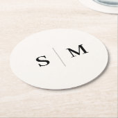 Classic Monogram White Wedding Ronde Kartonnen Onderzetter (Gebogen)