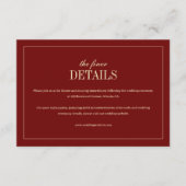 Classic Monogram Wine Red Wedding Details Informatiekaartje (Voorkant)