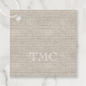 Classic Monogram witte Initialen Neutral Linen Gif Bedankjes Labels (Voorkant)