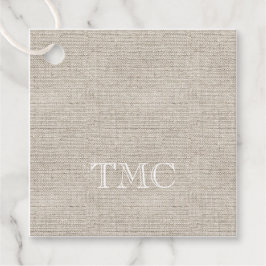 Classic Monogram witte Initialen Neutral Linen Gif Bedankjes Labels