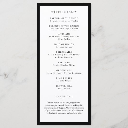 Classic Monogram Wreath Wedding Program Menu (Achterkant)