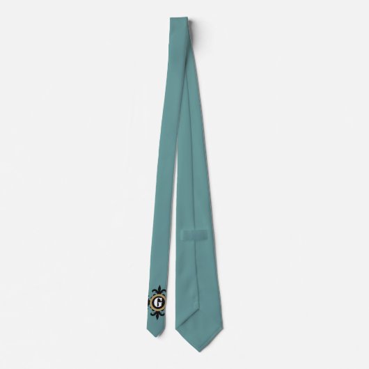 Classic Monogram zwart Fleur De Lis blauw Stropdas (Achterkant)