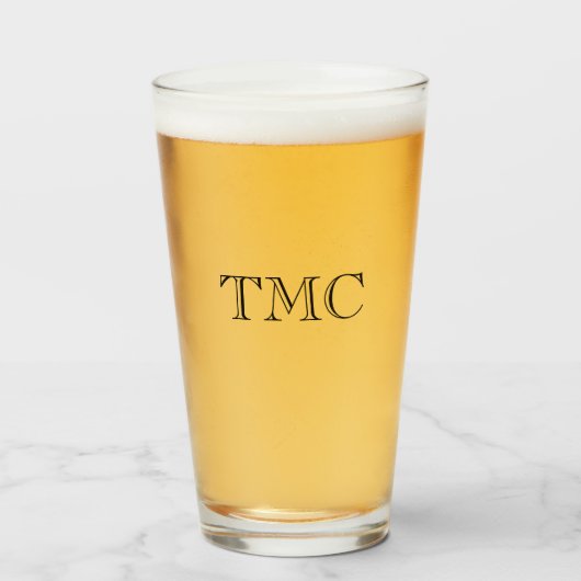 Classic Monogram Zwart INITIALEN Bruiloft Barware Glas (Voorkant gevuld)