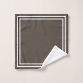 Classic Monogramed Rich Dark Brown/White Bad Handdoek (Wasdoekje)
