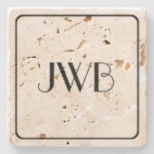 Classic monogramged Rugged Masculine Travertine Stenen Onderzetter (Voorkant)