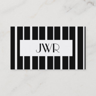 Classic Monogrammed ~ Black and White Pinstripe Visitekaartje