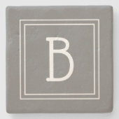 Classic Monogrammed Grijs & Wit Initiaal Letter Stenen Onderzetter (Voorkant)