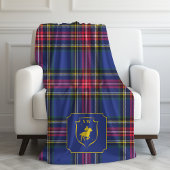 Classic Monogrammed Polo Equestrian Tartan Plaid  Fleece Deken