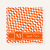 Classic Monogrammed Sinaasappel Houndstooth Graph Notitieboek (Voorkant)