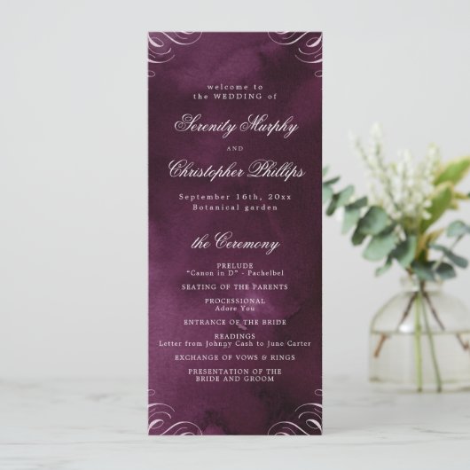 Classic Moody Masala Calligraphy Wedding Programme Menu (Staand voorkant)