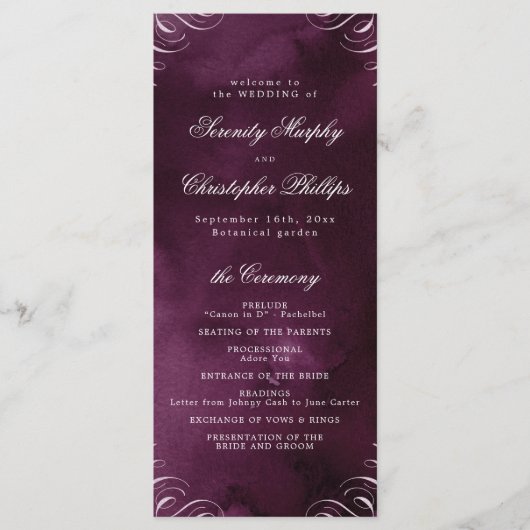 Classic Moody Masala Calligraphy Wedding Programme Menu (Voorkant)