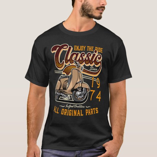 Classic Moped Rider Birthday 1974 T-shirt (Voorkant)