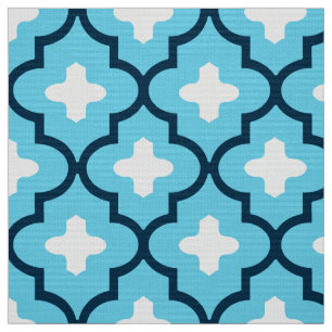 Classic Moroccan Tile, Indigo and Sky Blue Stof