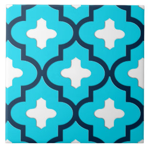 Classic Moroccan Tile, Indigo and Sky Blue Tegeltje