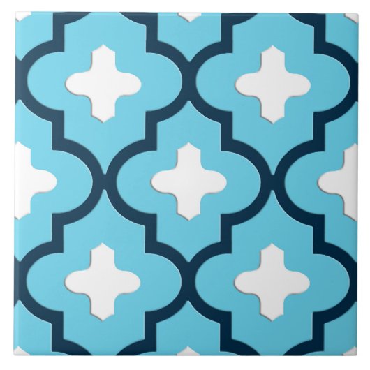 Classic Moroccan Tile, Indigo and Sky Blue Tegeltje (Voorkant)