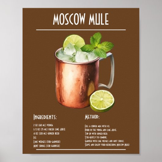 Classic Moscow Mule Receptenbar Poster (Voorkant)