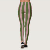 Classic Moss Green en Pink Strip Patroon Leggings (Achterkant)