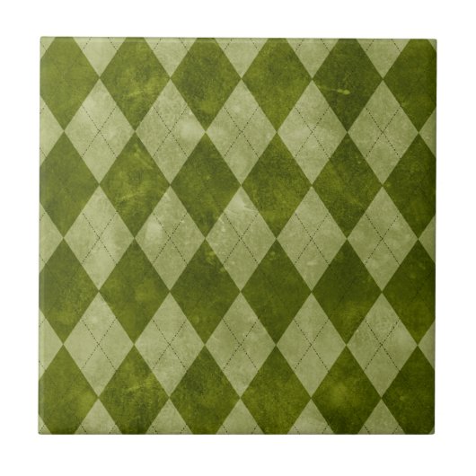Classic Mossy Green Argyle Geometric Pattern Tegeltje (Voorkant)