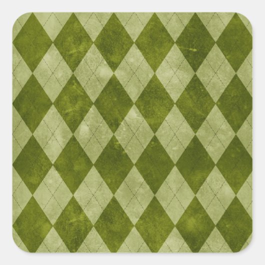 Classic Mossy Green Argyle Geometric Pattern Vierkante Sticker (Voorkant)