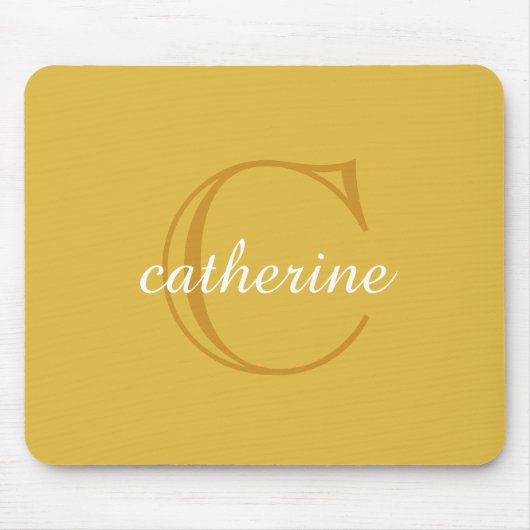 Classic Mosterdgeel Script Monogram Muismat (Voorkant)