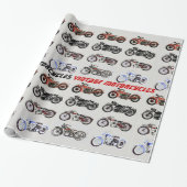CLASSIC MOTORCYCLI Red Black Grey Cadeaupapier (Uitgerold)
