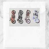 CLASSIC  MOTORCYCLI Red Black Grey Rechthoekige Sticker (Tas)