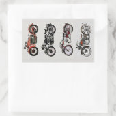 CLASSIC  MOTORCYCLI Red Black Grey Rechthoekige Sticker (Tas)