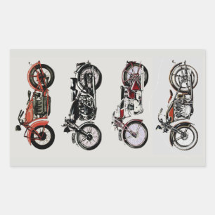 CLASSIC  MOTORCYCLI Red Black Grey Rechthoekige Sticker