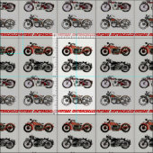 CLASSIC  MOTORCYCLI Red Black Grey Stof (Delen)