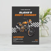 Classic motorfiets baby shower kaart (Staand voorkant)