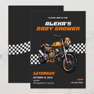 Classic motorfiets baby shower kaart