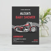 Classic motorfiets baby shower kaart (Staand voorkant)