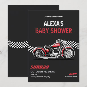 Classic motorfiets baby shower kaart