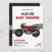 Classic motorfiets baby shower kaart (Voorkant / Achterkant)
