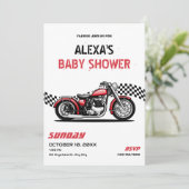 Classic motorfiets baby shower kaart (Staand voorkant)