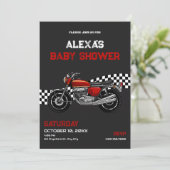 Classic motorfiets baby shower kaart (Staand voorkant)