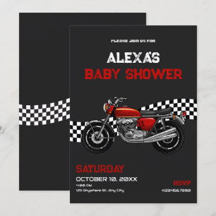 Classic motorfiets baby shower kaart