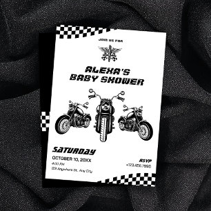 Classic motorfiets mechanisch baby shower kaart
