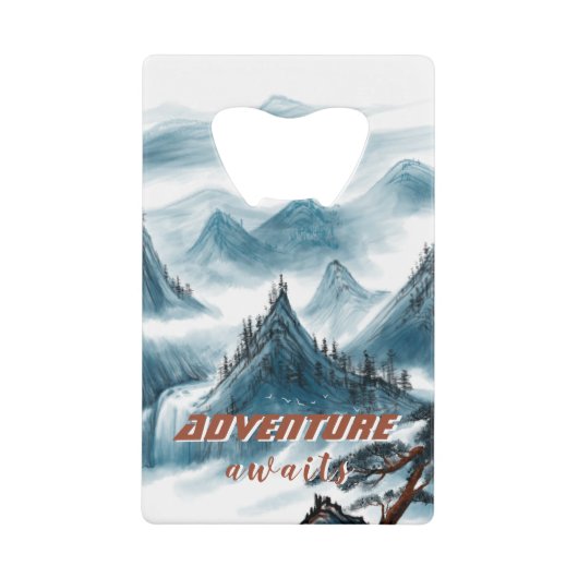Classic Mountains Adventure Inspirerend Creditkaart Flessenopener (Voorkant)