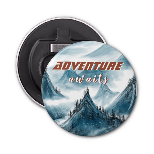 Classic Mountains Adventure Inspirerend offerte Button Flesopener (Voorkant)