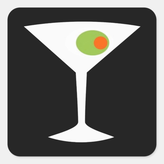 Classic Movie Martini Square Stickers (Voorkant)