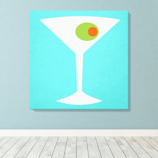 Classic Movie Martini Stretched Canvas (turquoise) (Insitu (Houten vloer))