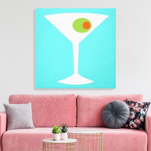 Classic Movie Martini Stretched Canvas (turquoise) (Insitu (Woonkamer))