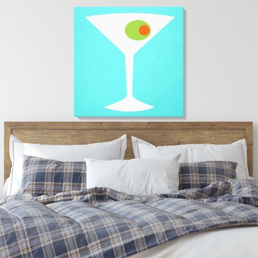 Classic Movie Martini Stretched Canvas (turquoise) (Insitu (Slaapkamer))