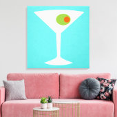 Classic Movie Martini Stretched Canvas (turquoise) Afdruk (Insitu (Woonkamer))