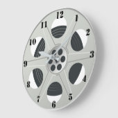 CLASSIC MOVIE REEL (MET ZWARTE NUMERALS) GROTE KLOK (Hoek)