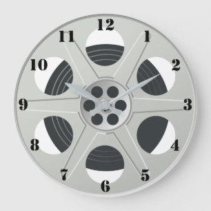 CLASSIC MOVIE REEL (MET ZWARTE NUMERALS) GROTE KLOK